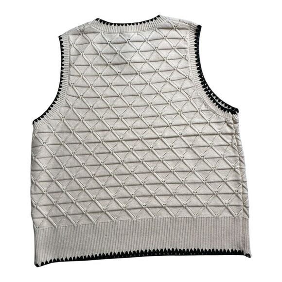 Adrianna Papell Woman’s‎ Size XL Cream Embroidered Knit Sweater Vest - Picture 4 of 15